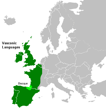 Proposed area of Vasconic languages
